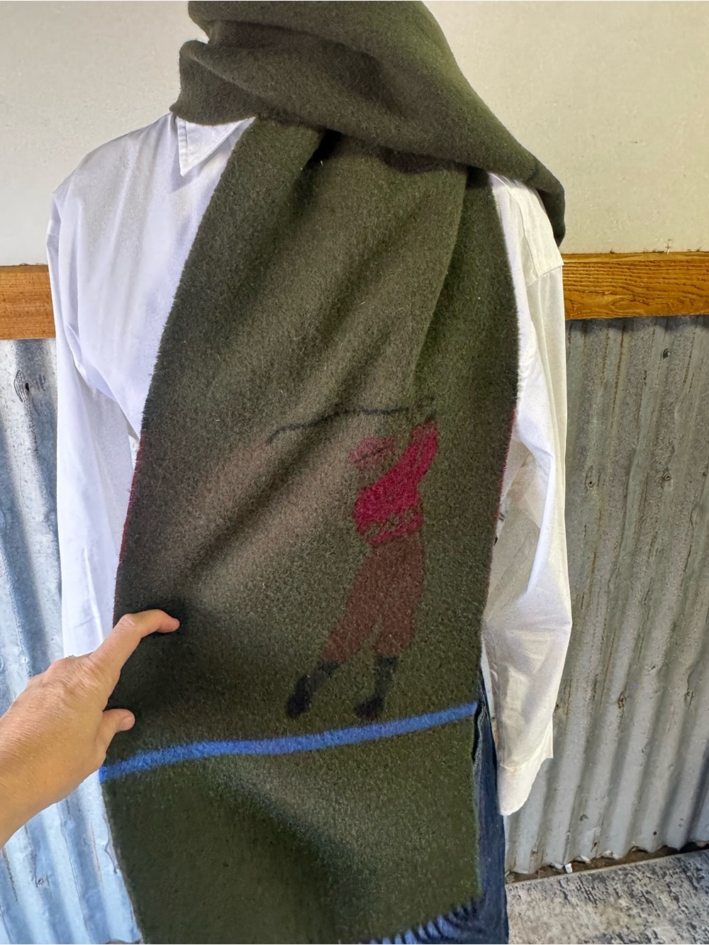 Men’s Vintage Lambswool Green Golfer Scarf